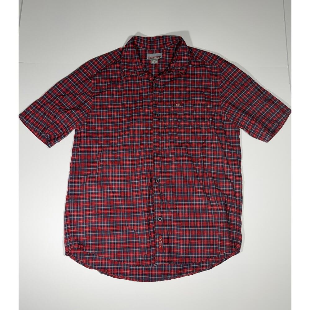 Quicksilver Men Size Medium Short Sleeve Plaid Shirt Flannel Lightweight Relaxed